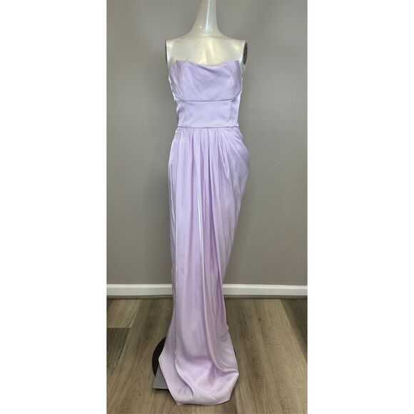 NWT Lela Rose Draped Satin-Crepe Strapless Gown Size 6 $2490 - Picture 6 of 12